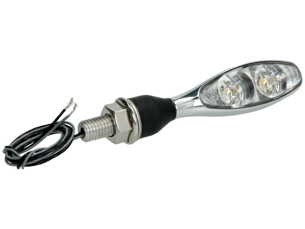 Kellermann turn signal, Micro 1000 Extreme, steel, LED, V/H, L/R, 12 V, shiny chrome, M8x20