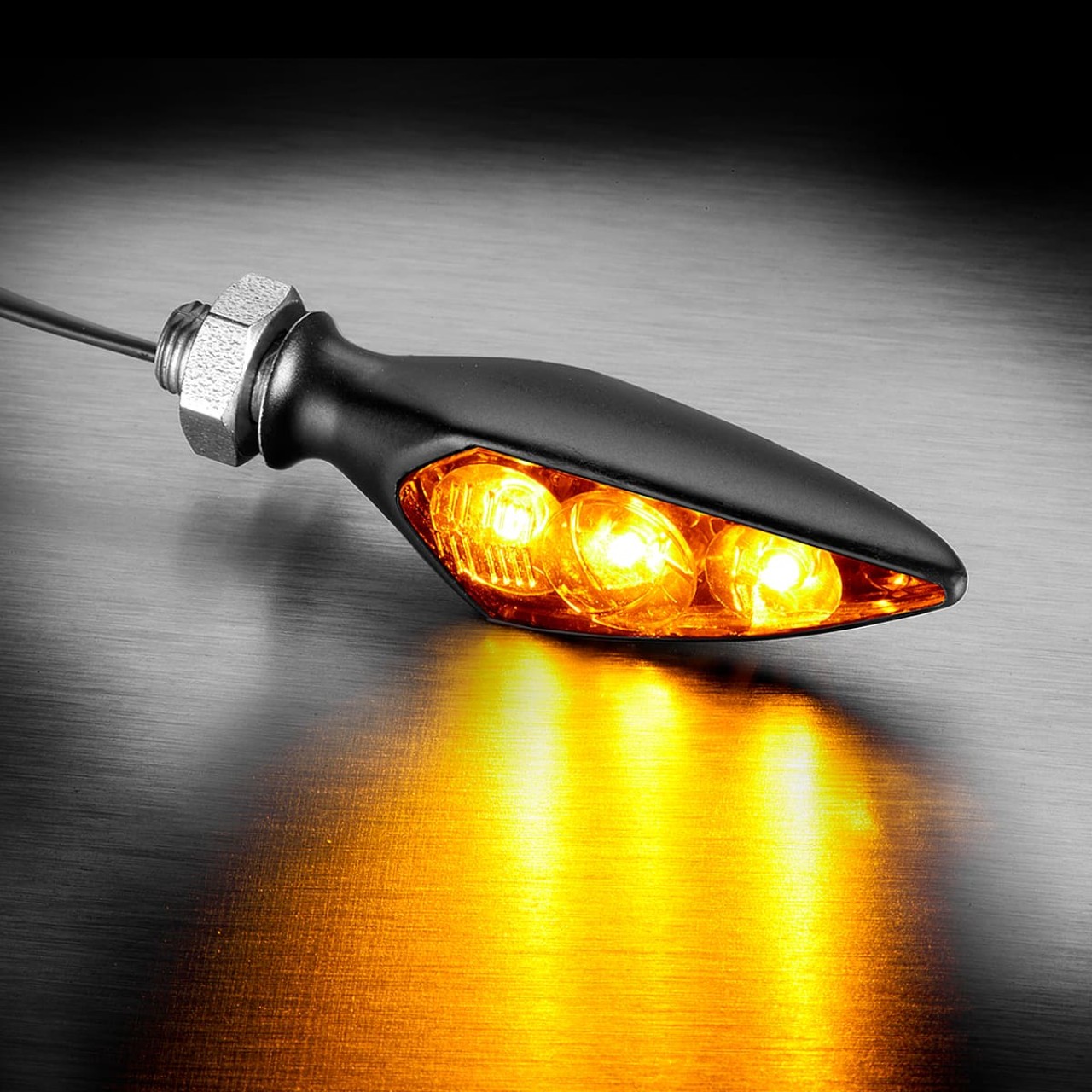 Kellermann turn signal, Rhombus S Dark, aluminum, LED, VR/HL, 12 V, black satin, M5x0,5x6,5