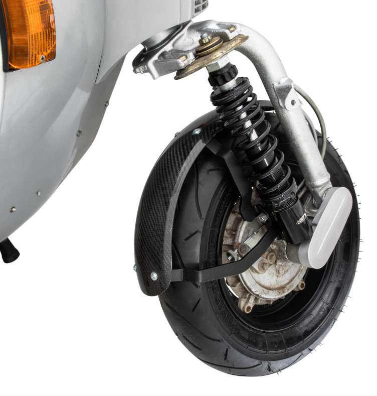 Mudguard 2.0 Garelli Race EVO II for Vespa PX 80-200cc, carbon clear, holder black