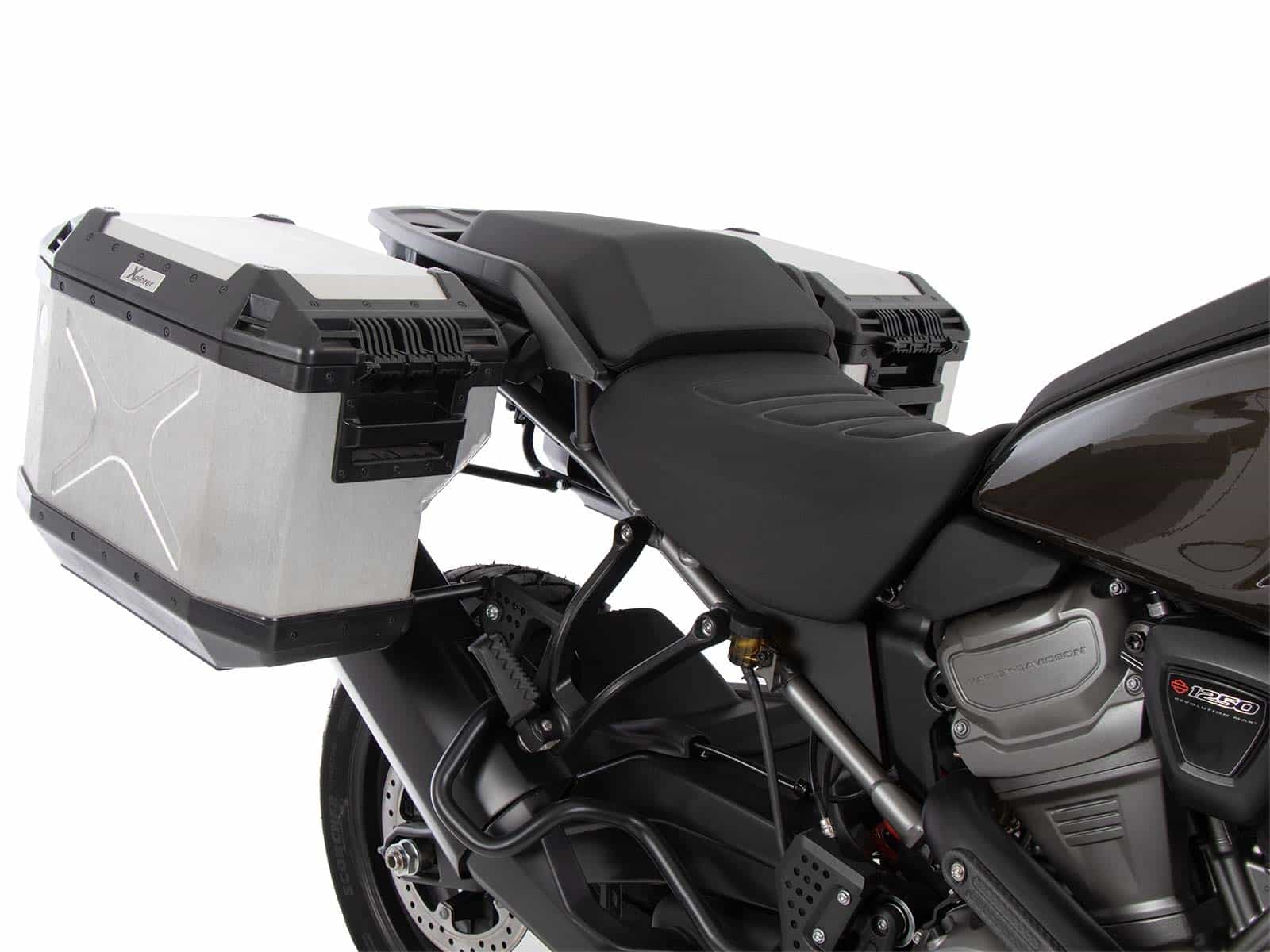 Case carrier set Cutout incl. case set Xplorer Cutout silver for Harley Davidson Pan America (21-)