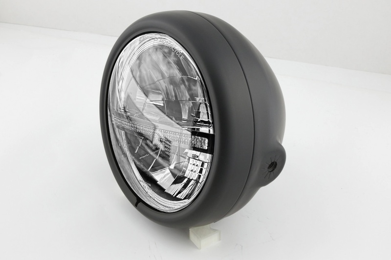 HIGHSIDER pro 5 3/4 inch Headlight Pecos Type 12 LED Black Side mounting, With TFL