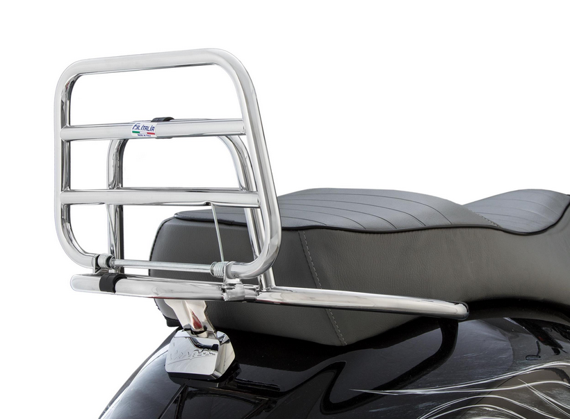 Rear luggage rack for Vespa GTS /GTS Super /GTV /GT 60, 125-300cc, folding, chrome