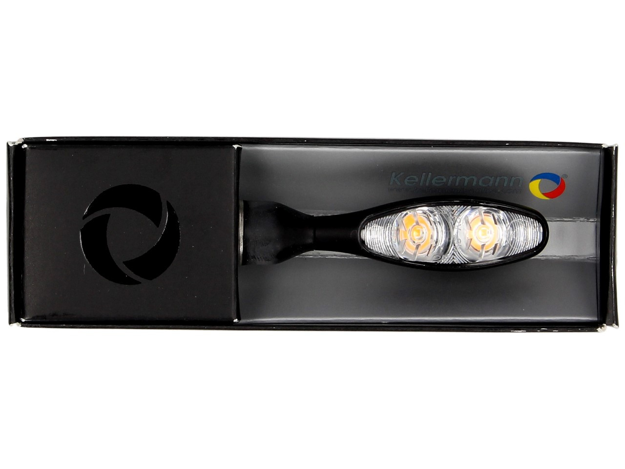 Kellermann turn signal, Micro 1000 Extreme, steel, LED, V/H, L/R, 12 V, black satin, M8x20