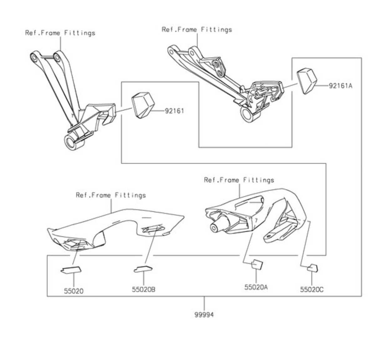 Mounting kit for the side case set original Kawasaki