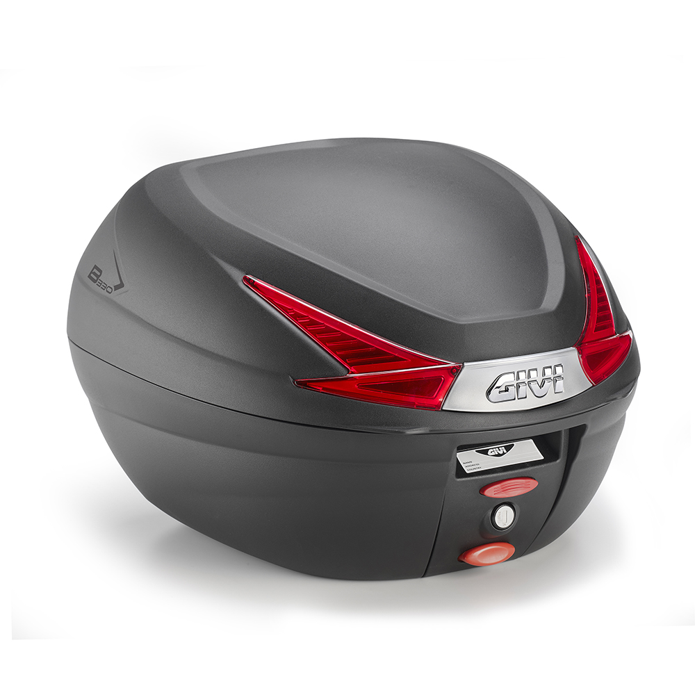 B330 MONOLOCK top case black with red reflectors and Givi plate