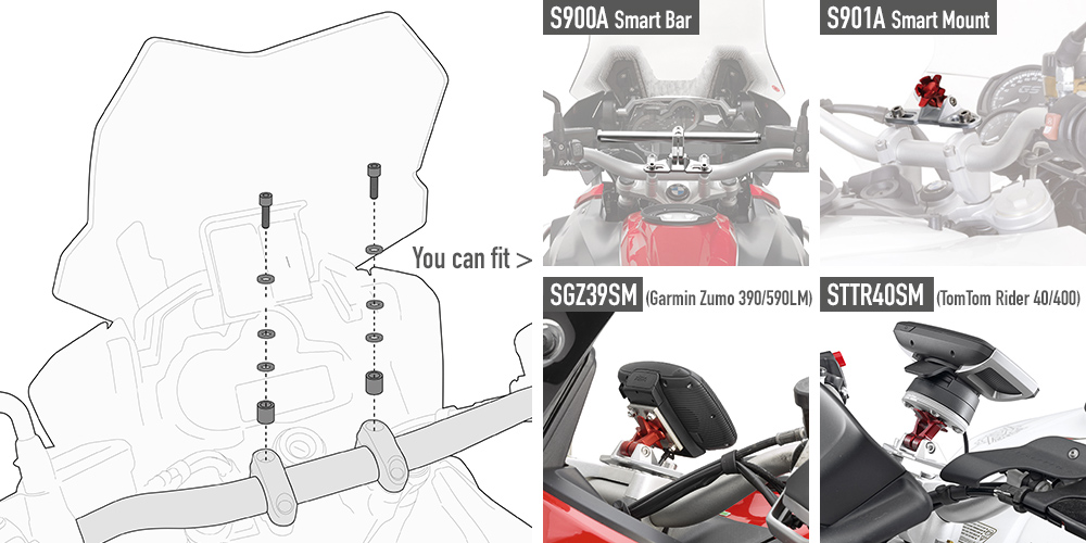Adapter kit for mounting the Smart Bar for Yamaha MT-07 Tracer (Bj.16-18) Givi