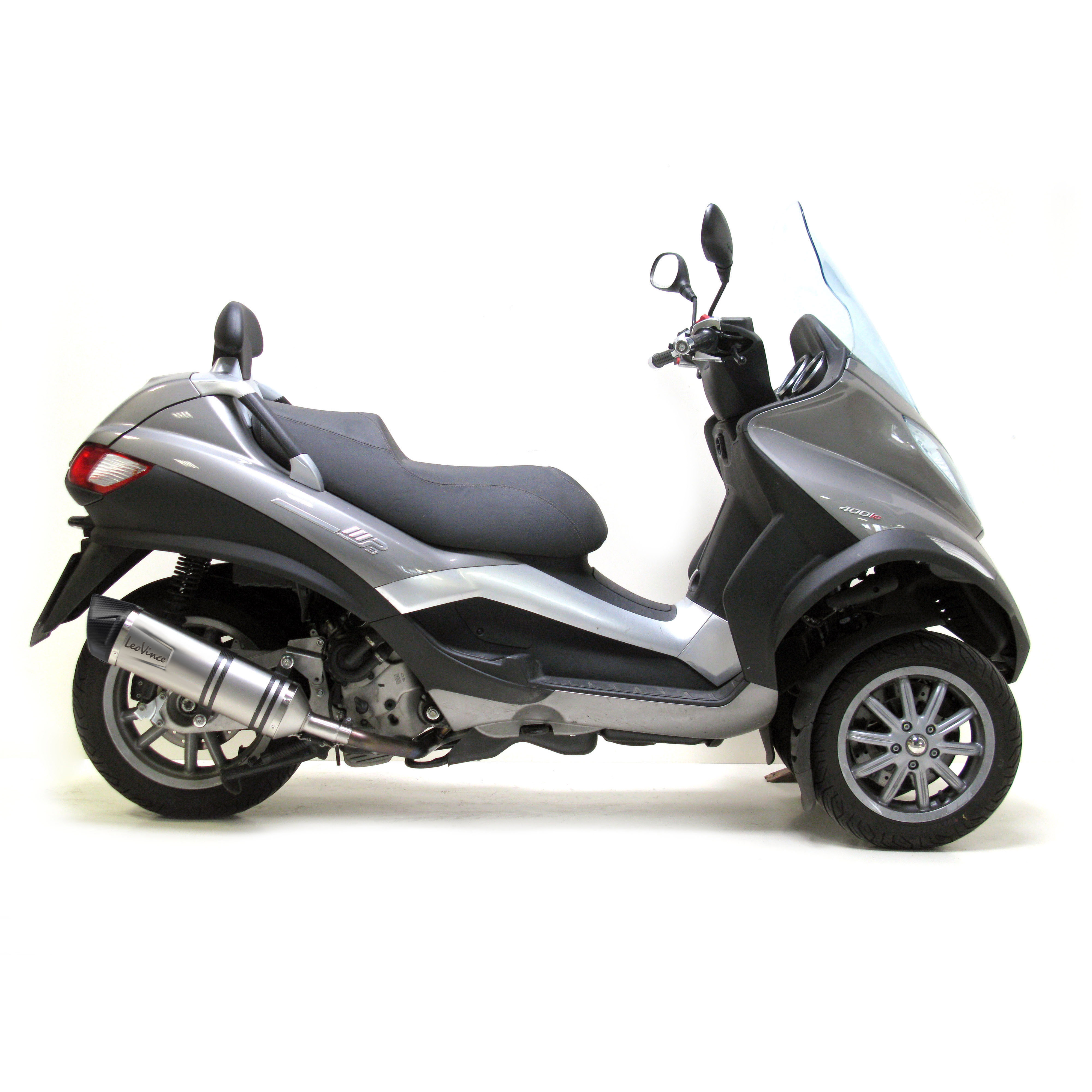 LeoVince exhaust system SBK LV One Evo 2, stainless steel, slip on for Piaggio MP3 400 / 500