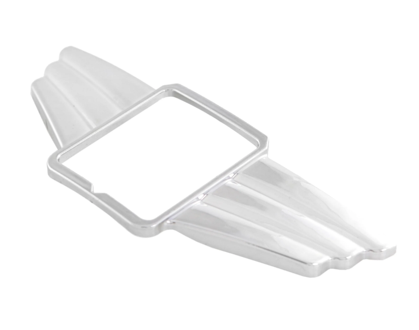 Cascade decorative wing for square PIAGGIO emblem, Mark II, for Vespa, aluminum, chrome
