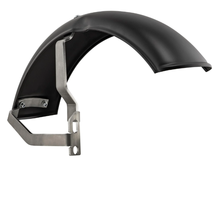 Mudguard 2.0 Garelli for Vespa PX 80-200cc, metal black matt, bracket stainless steel brushed