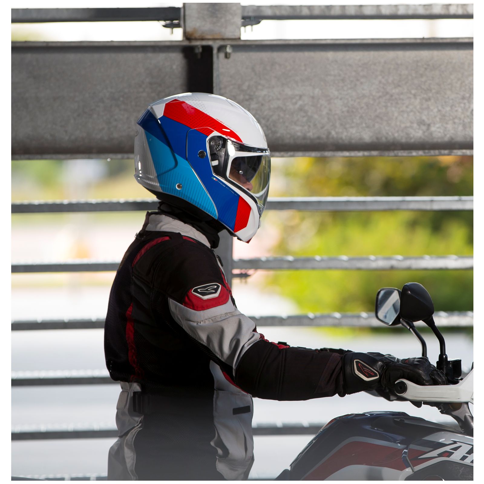 Caberg Helmet Horus Scout, white metallic / red-blue