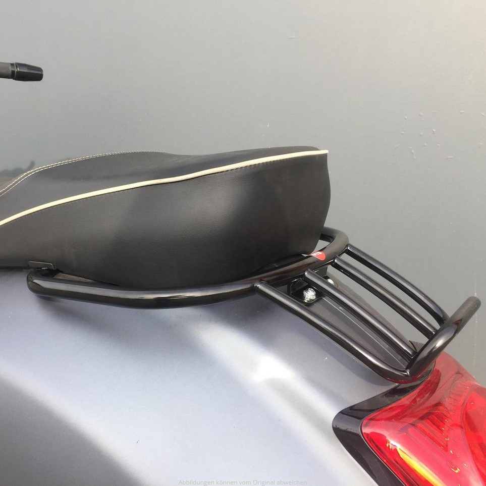 Luggage rack / pillion grab rail rear 70s for Vespa GTS/GTV/GT 125-300cc 4T LC, black glossy