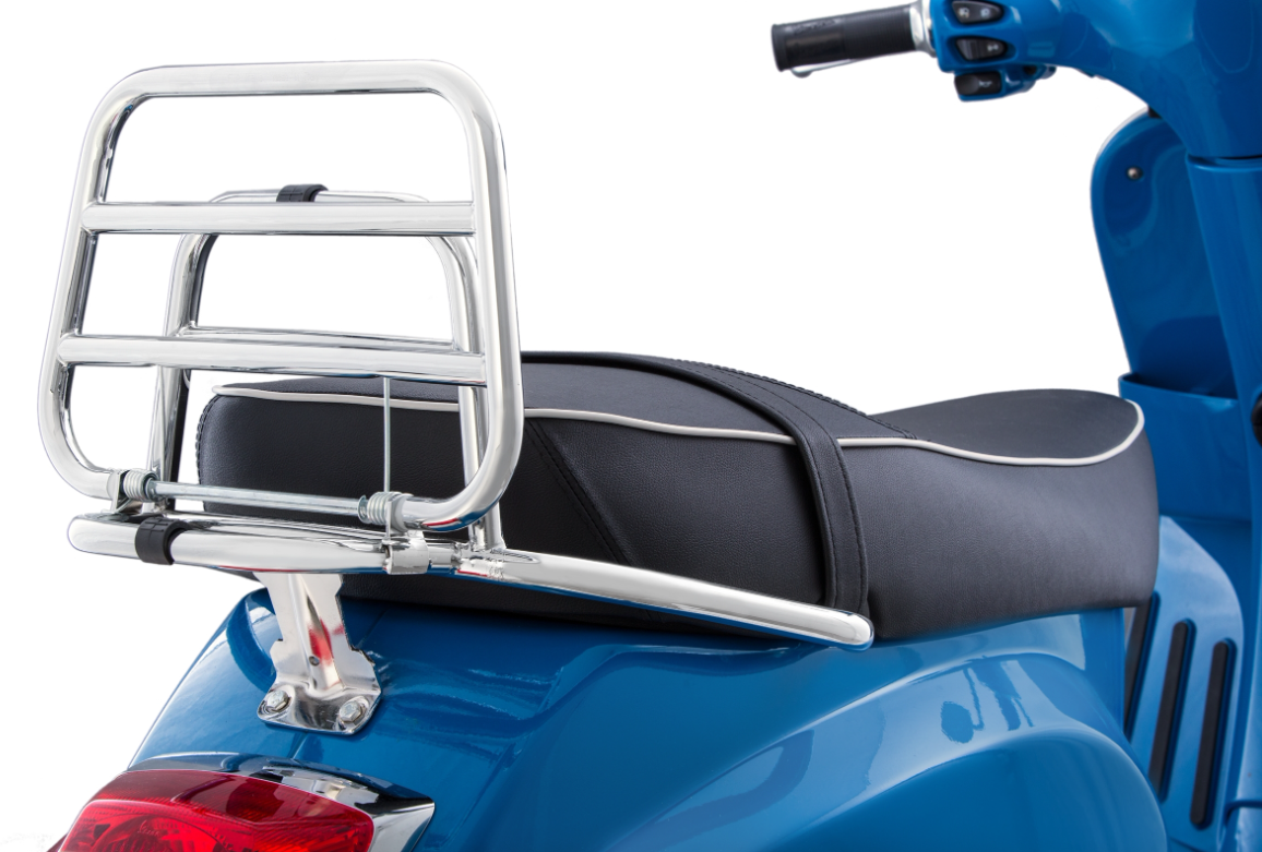 Rear luggage rack for Vespa LX /LXV /S 50-150cc, foldable, chrome