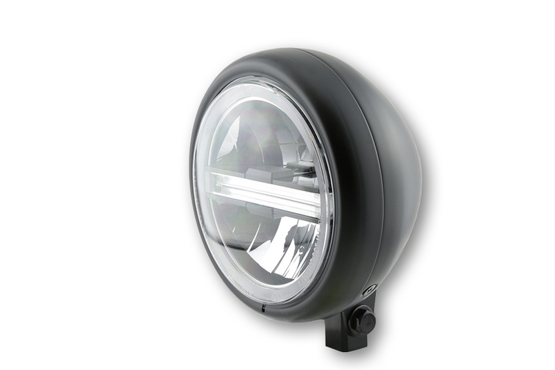 HIGHSIDER pro 5 3/4 inch headlight Pecos Type 6 LED Black Lower mounting, With TFL