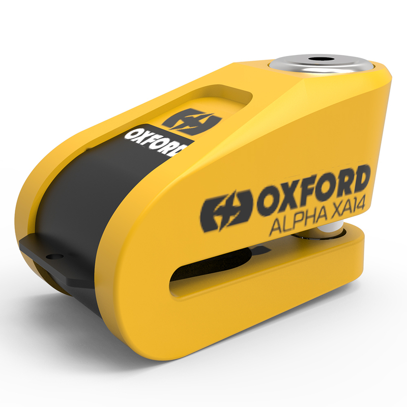 Oxford Alpha XA14 Brake Disc Lock with Alarm - Ø14mm Stainless Steel Black/Yellow