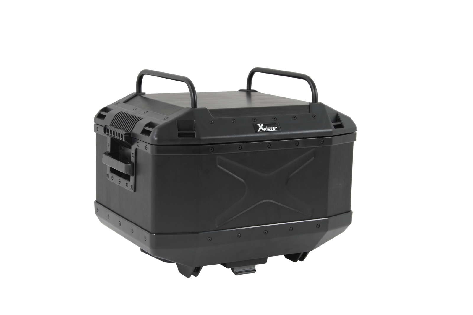 Black railing for Xplorer Topcase 45 including Hepco & Becker fastening material