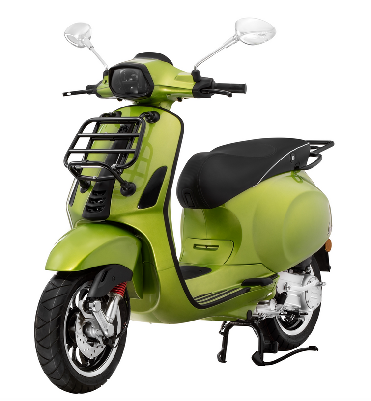 Luggage carrier front for Vespa Primavera /Sprint /Elettrica 50-150ccm, foldable, black glossy
