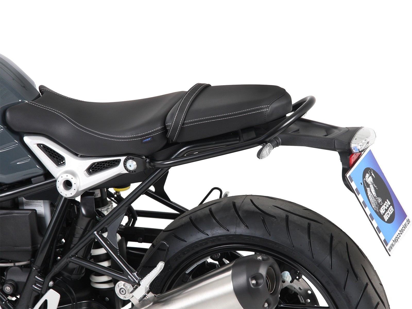 Passenger grab handle / railing black for BMW R nineT Pure (17-23) Hepco & Becker