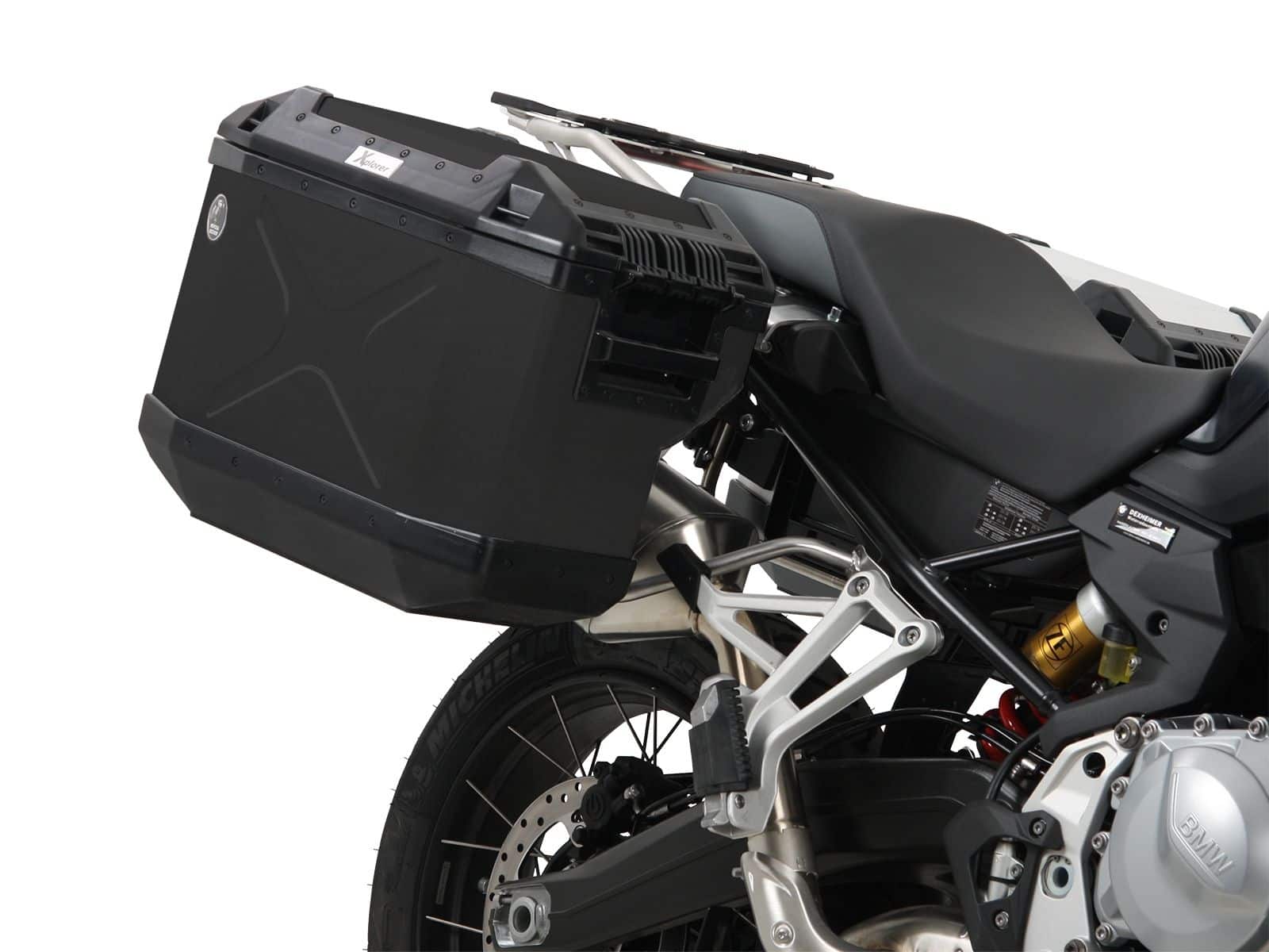 Case carrier set Cutout stainless steel carrier incl. case set Xplorer Cutout black for BMW F 750 GS