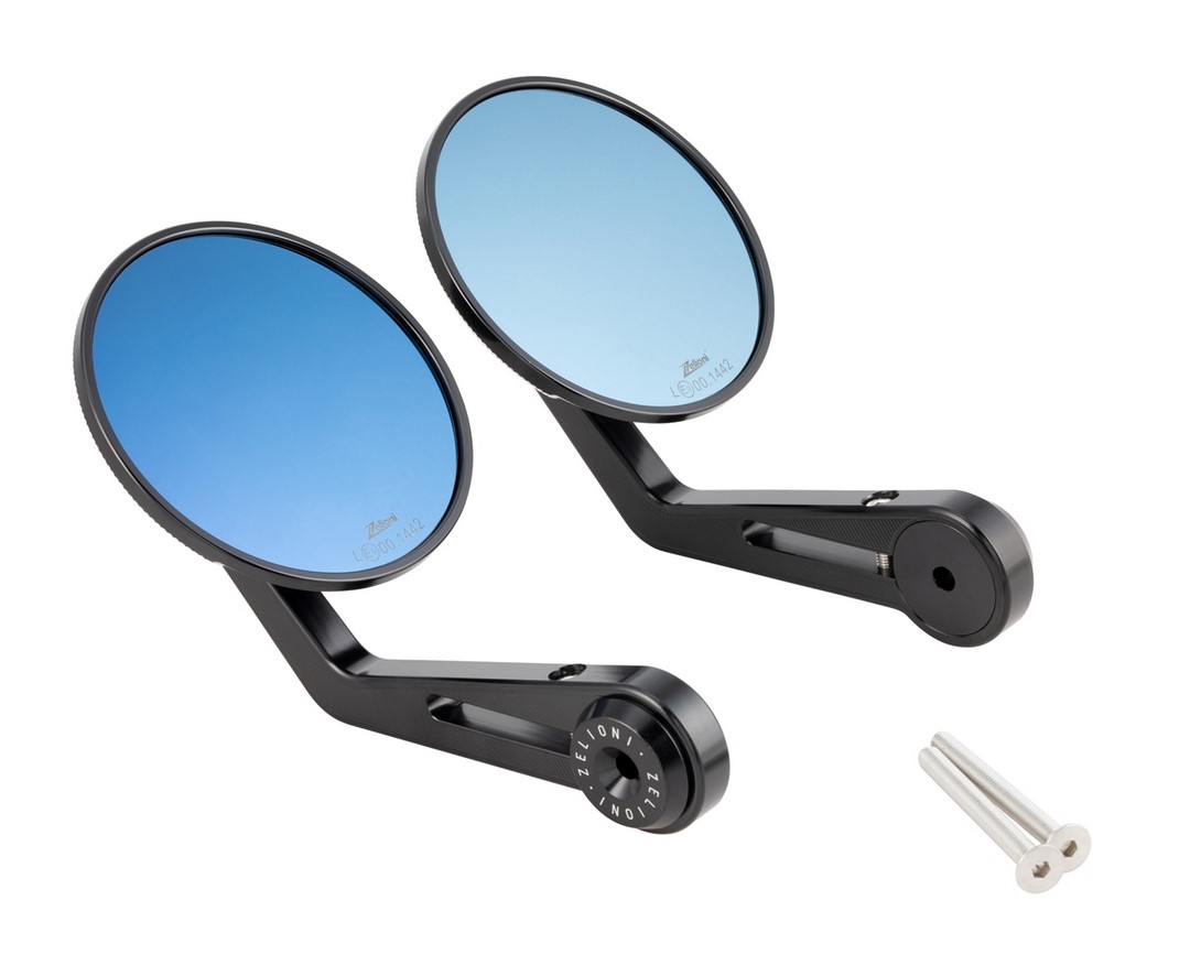 Handlebar end mirror ZELIONI for Vespa, right and left, black anodized