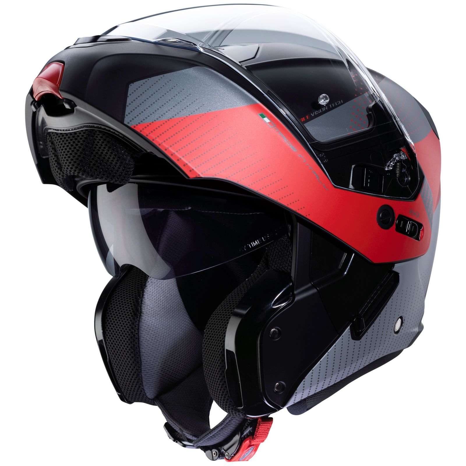 Caberg Helmet Horus Scout, matte black / fluo red gray