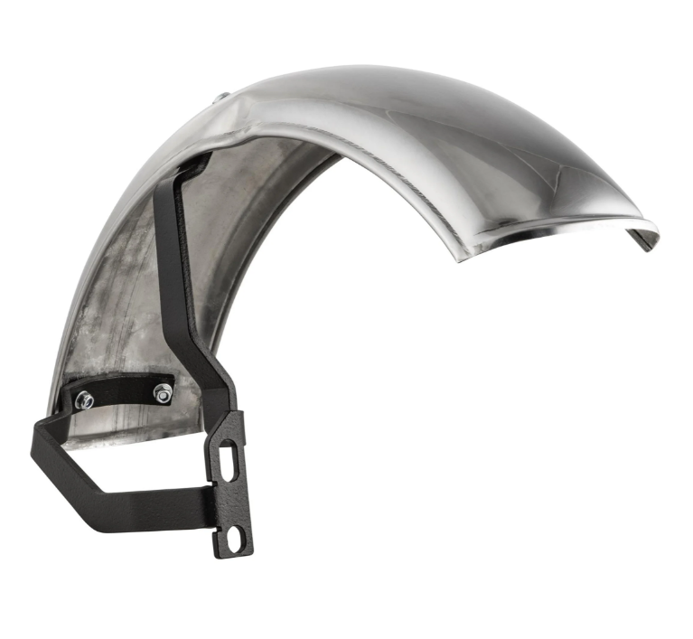 Mudguard 2.0 Garelli for Vespa PX 80-200cc, stainless steel polished, holder black