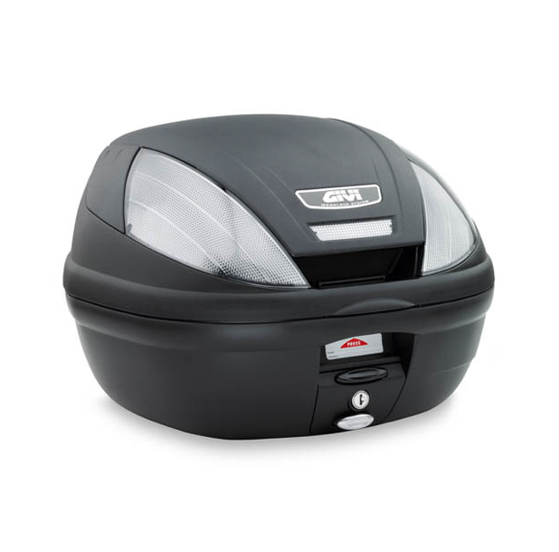 E370 TECH MONOLOCK top case with transparent reflectors and Givi plate