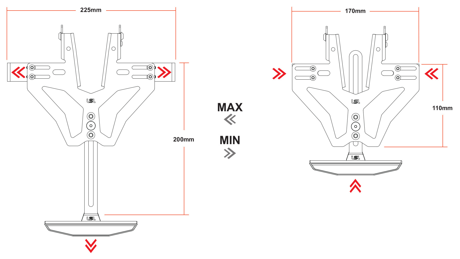 Short license plate holder incl. license plate light for KTM 690 SMC / Enduro / R (08-13)