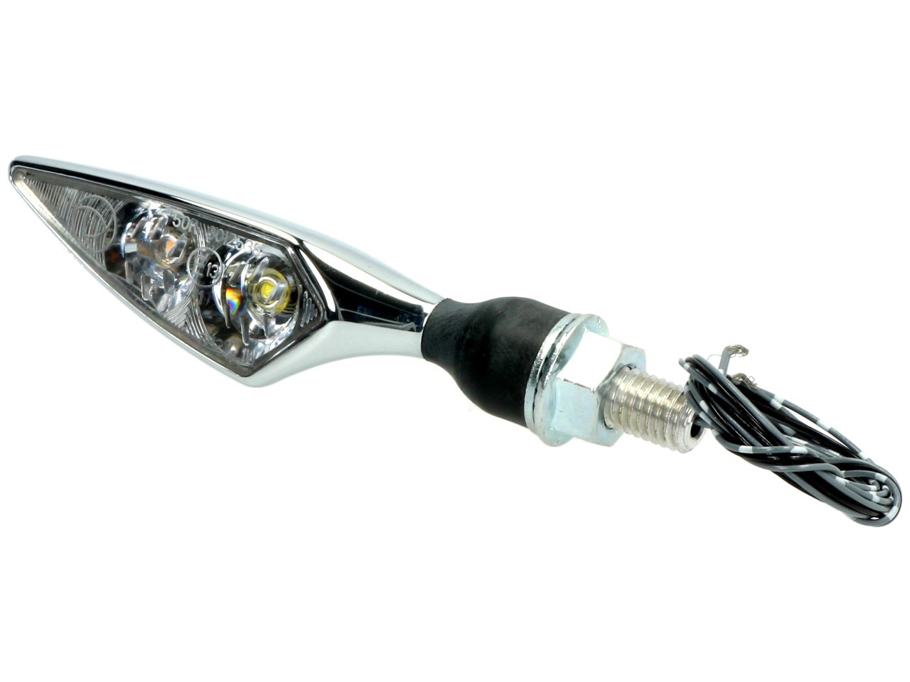 Kellermann turn signal with position light, Rhombus PL, steel, LED, VR, 12 V, shiny chrome, M8x20