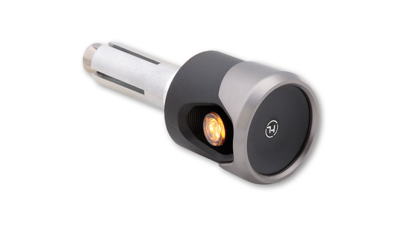 HIGHSIDER Pro Akron-Flash LED Bar End Indicator Housing Black-Titanium / Lens Orange (Pair), Front