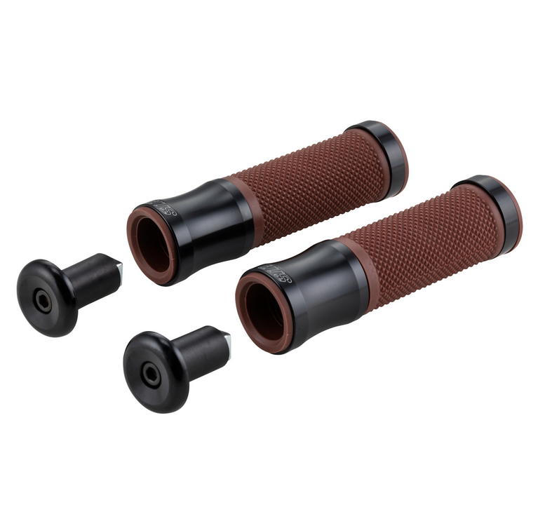 Grips Ø 24/24 mm, L 125 mm for Vespa PX 125-200cc, black shiny/brown