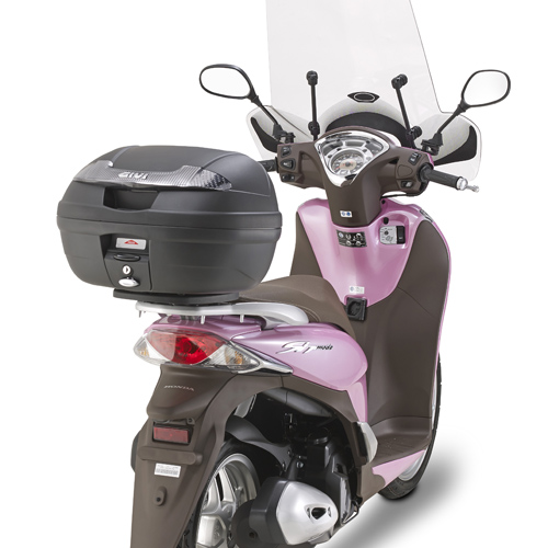 E340 Vision Tech MONOLOCK top case black with transparent reflectors and Givi plate