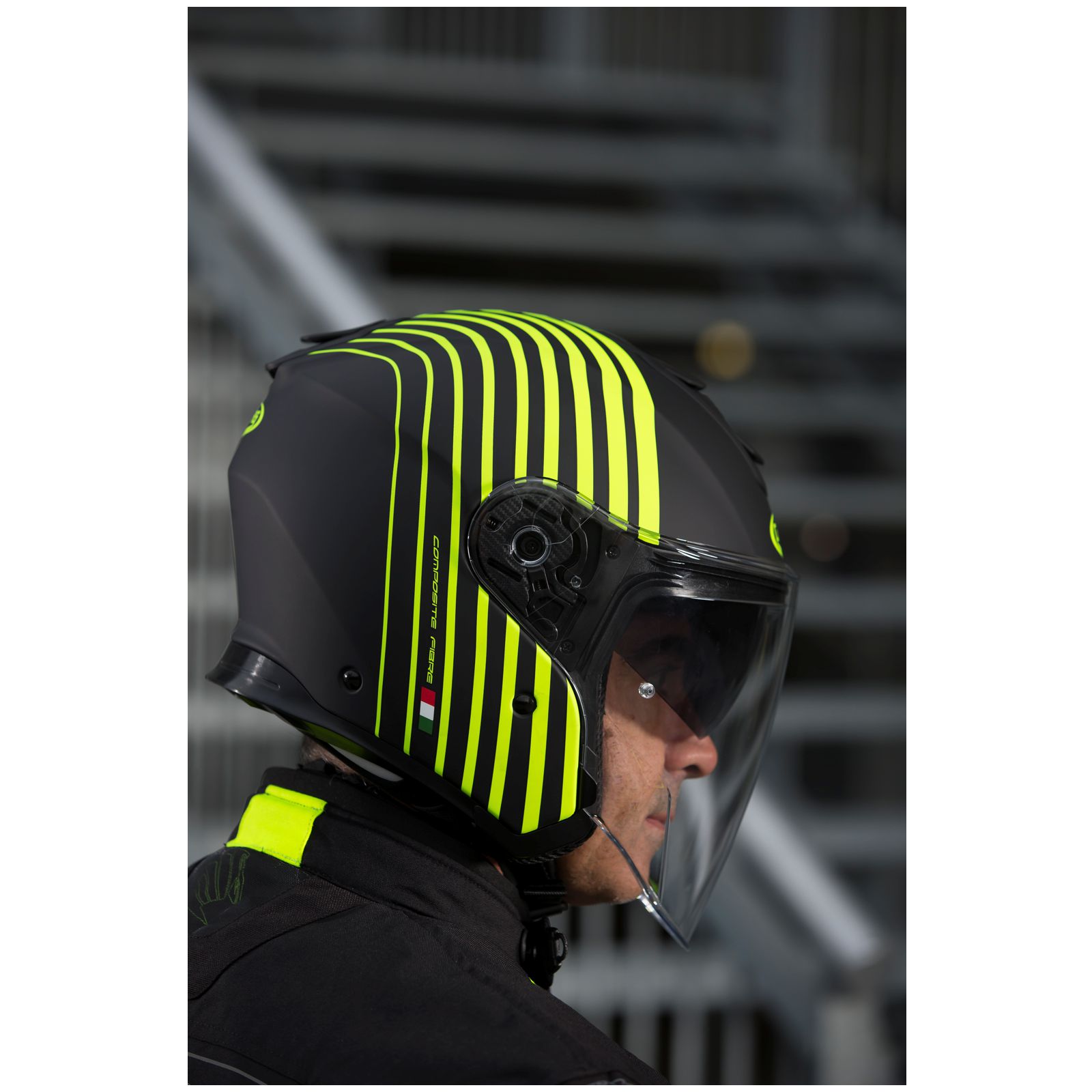 Caberg Helmet Flyon Bakari, matte black / fluo yellow