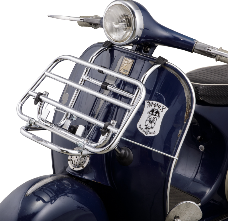 Luggage rack front for Vespa PX 80-200cc, foldable, chrome