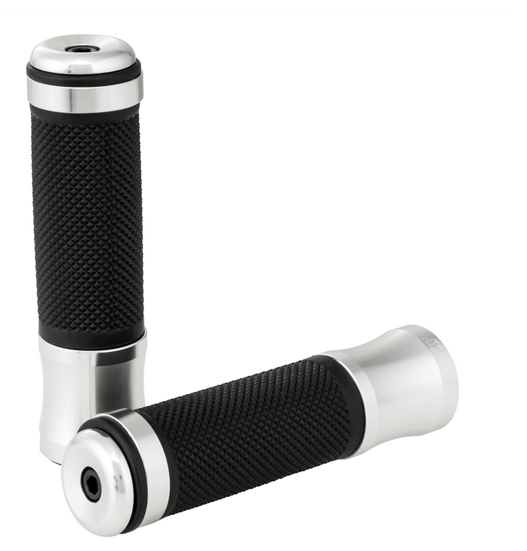 Grips Ø 24/24 mm, L 125 mm for Vespa PX 125-200cc, black/silver