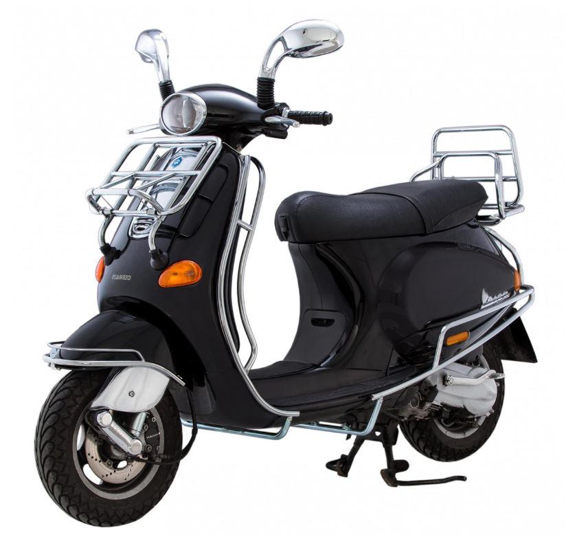 Luggage rack front for Vespa ET2/ET4 50-150cc, foldable, chrome
