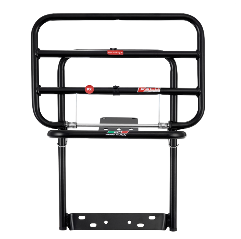Rear luggage rack for Vespa PX 80-200cc, foldable, black