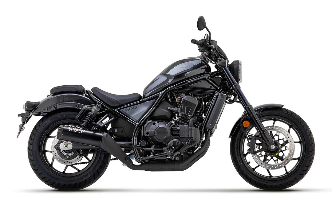 ARROW Exhaust REBEL DARK Slip-On with black aluminum end cap for Honda CMX 1100 Rebel /DCT (21-25)