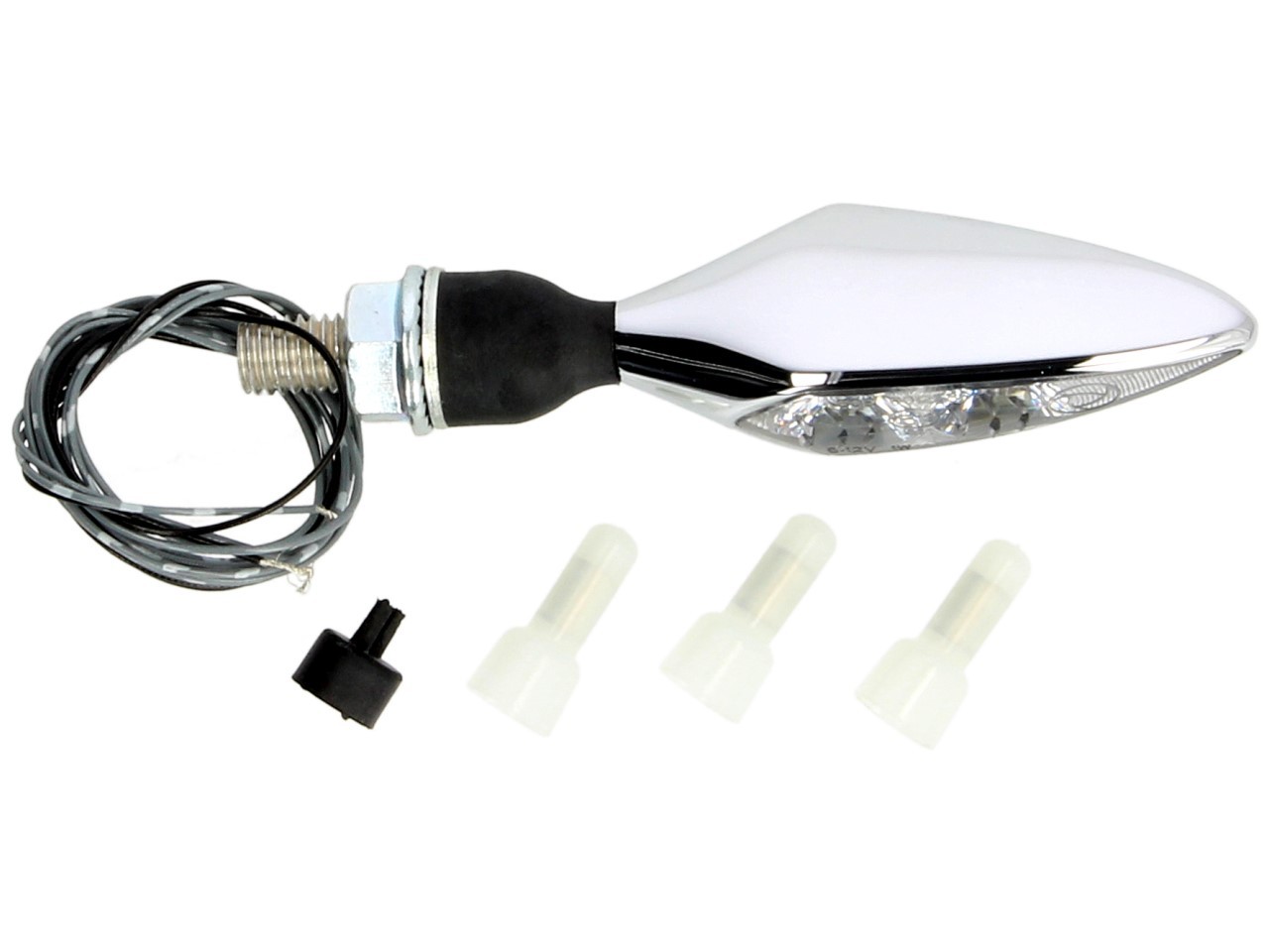 Kellermann turn signal with position light, Rhombus PL, steel, LED, VL, 12 V, shiny chrome, M8x20