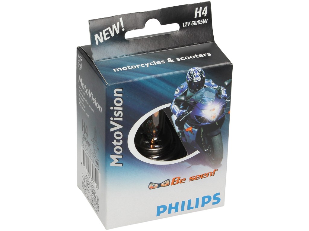 Philips bulb, bulb, H4, MV Moto +40% more light, 12 V, 60/55 W, P43t