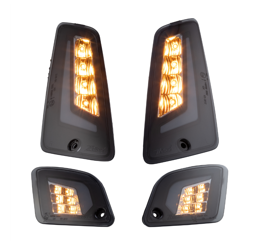 Turn signal kit ZELIONI front & rear for Vespa GTS/GTS Super/GTV 125-300cc, tinted