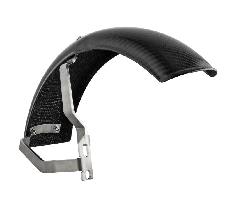 Mudguard 2.0 Garelli EVO II for Vespa PX 80-200cc, carbon clear, bracket stainless steel