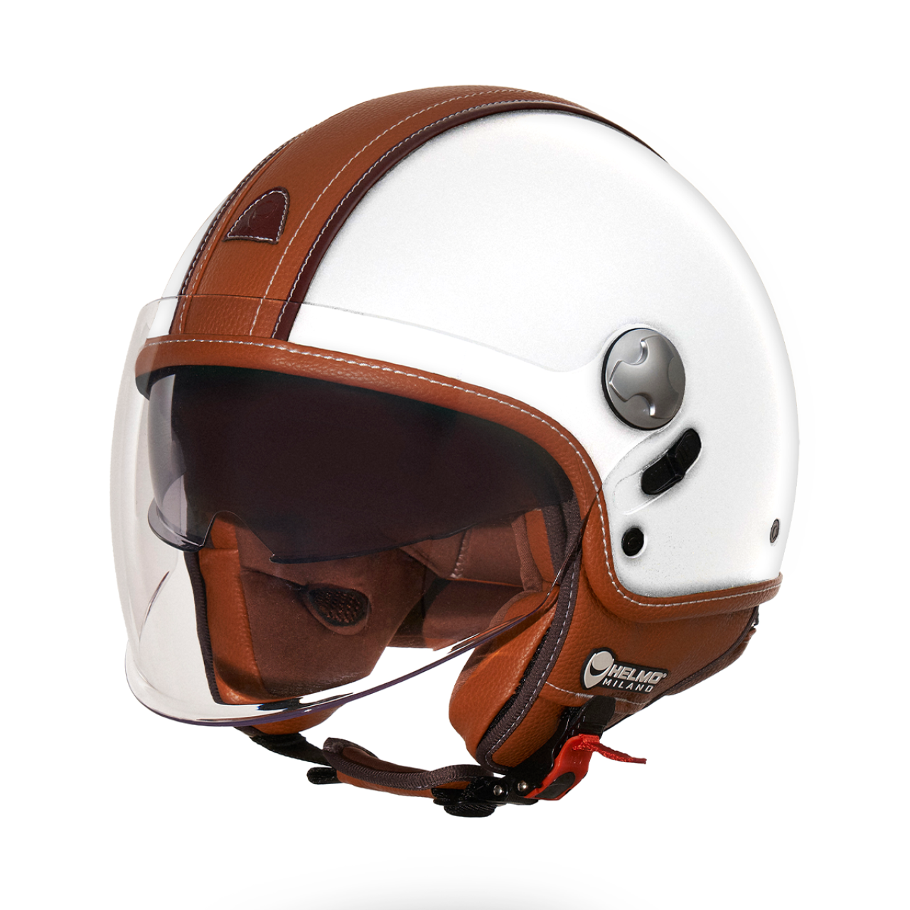 Helmo Milano Demi Jet, PelleDura Premium, white glossy, brown