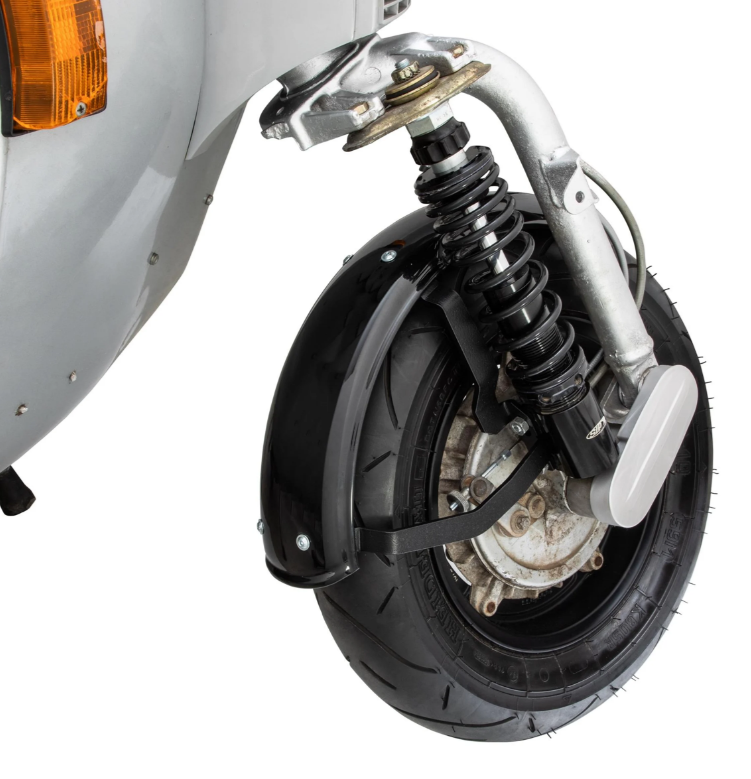 Mudguard 2.0 Garelli for Vespa PX 80-200cc, metal black glossy, holder black