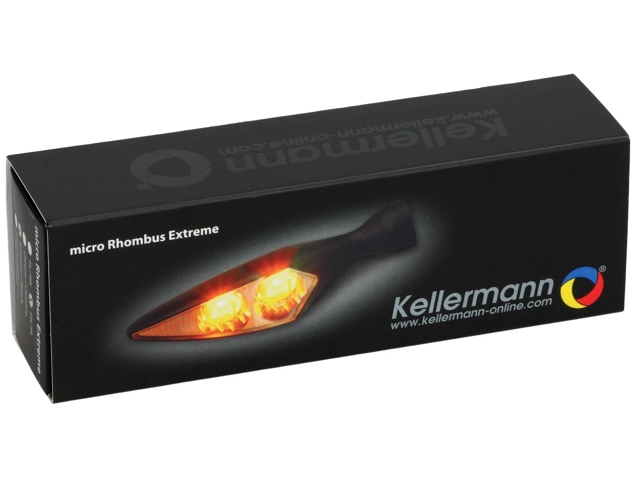 Kellermann turn signal, Rhombus Extreme, steel, LED, VR/HL, 12 V, black satin, M8x20, E-tested