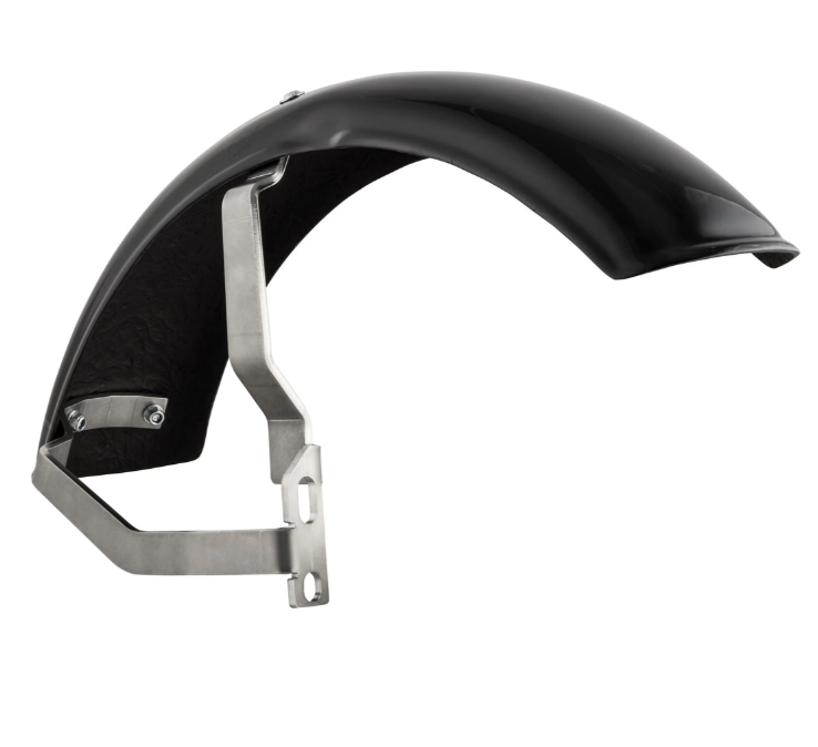 Mudguard 2.0 Garelli EVO II for Vespa PX 80-200cc, GRP black, bracket stainless steel brushed