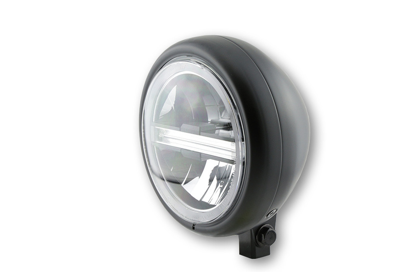 HIGHSIDER pro 5 3/4 inch Headlight Pecos Type 6 LED Black Matt With TFL, E-Approved (1pc)