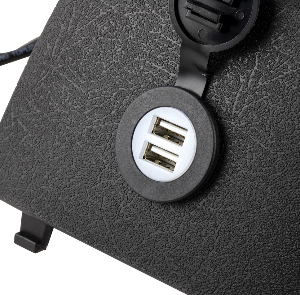 Luggage compartment cover left with USB connection for Vespa GTS/​GTS Super/​GTV/​GT, black