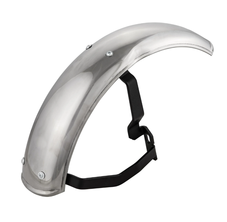 Mudguard 2.0 Garelli for Vespa PX 80-200cc, stainless steel polished, holder black