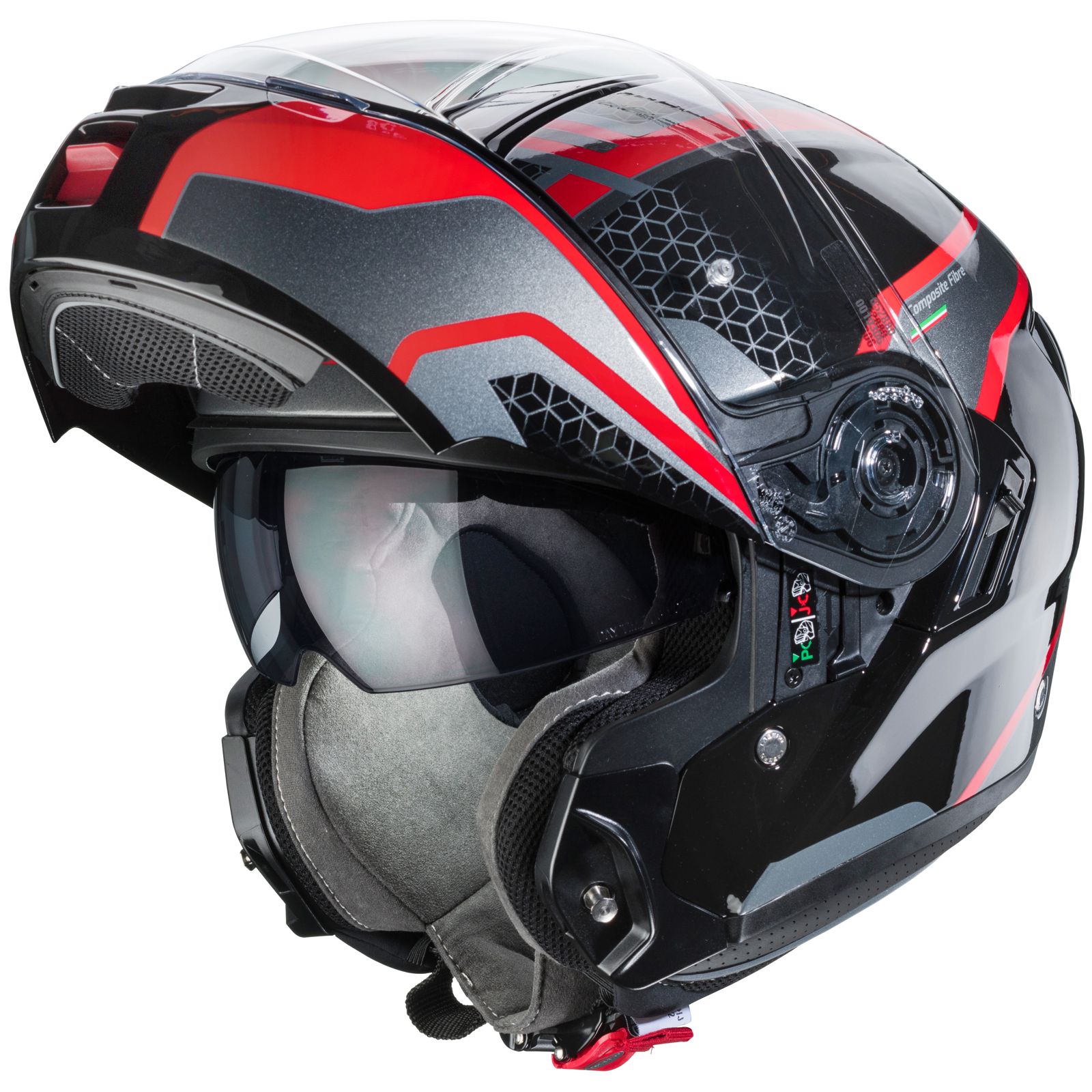 Caberg Helmet Levo Sonar, black / red anthracite
