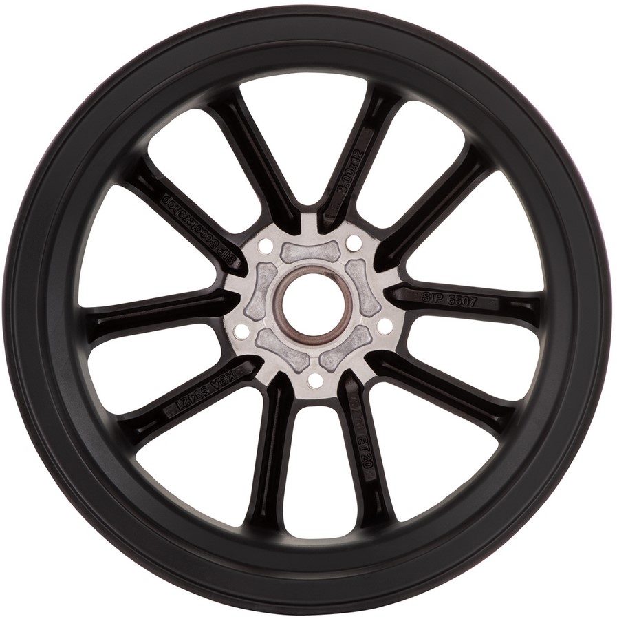 Rim front/rear 12" for Vespa GTS/GTS Super/GTV/GT 60/GT/GT L 125-300cc, black matt/red